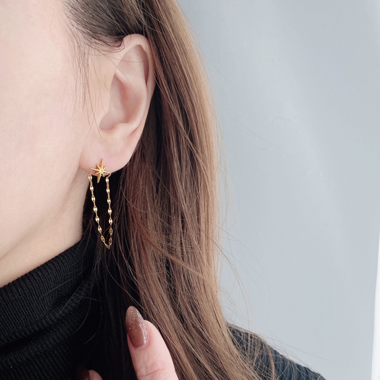 シャイニングスターチェーンステンレスピアス 金属アレルギー アレルギー対応 | FACION | 詳細画像6 