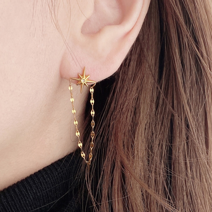 シャイニングスターチェーンステンレスピアス 金属アレルギー アレルギー対応 | FACION | 詳細画像8 