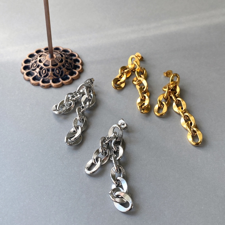 フリンジチェーンデザインステンレスピアス アレルギー対応 レディース | FACION | 詳細画像5 