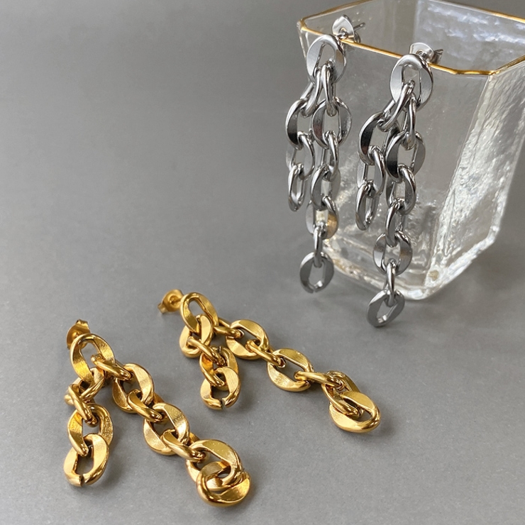 フリンジチェーンデザインステンレスピアス アレルギー対応 レディース | FACION | 詳細画像4 