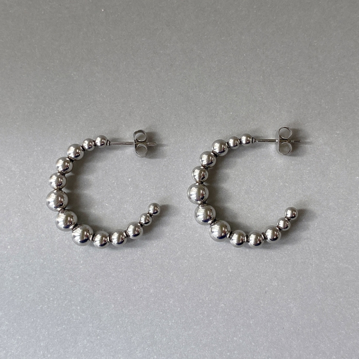 シルバー | メタルステンレスボールフープピアス アレルギー 対応 | FACION