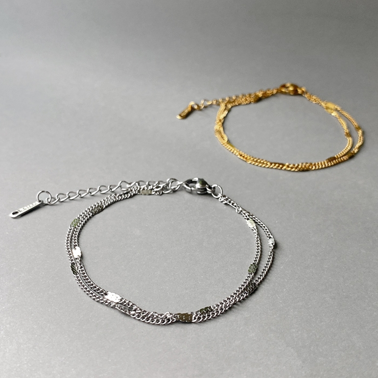 フラットドット2連チェーンステンレスブレスレット 金属アレルギー アレルギー対応 | FACION | 詳細画像5 