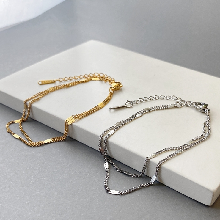 フラットドット2連チェーンステンレスブレスレット 金属アレルギー アレルギー対応 | FACION | 詳細画像2 