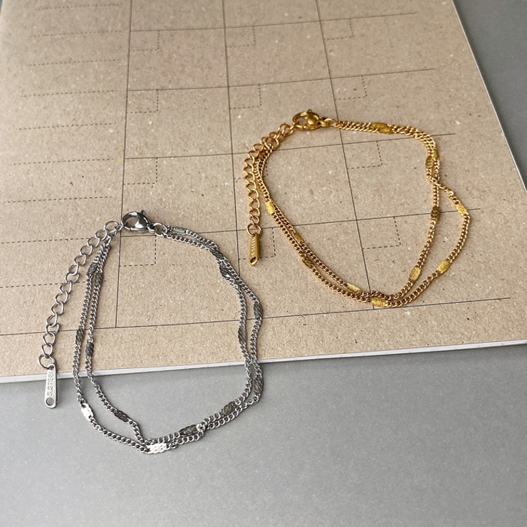 フラットドット2連チェーンステンレスブレスレット 金属アレルギー アレルギー対応 | FACION | 詳細画像4 