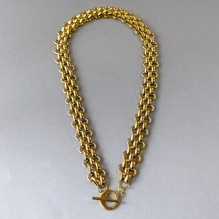 ゴールド | マンテル多重チェーンステンレスネックレス つけっぱなし チョーカー | FACION