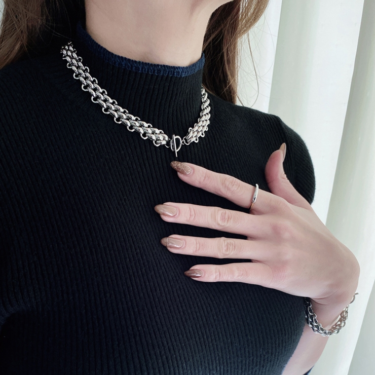 マンテル多重チェーンステンレスネックレス つけっぱなし チョーカー | FACION | 詳細画像7 