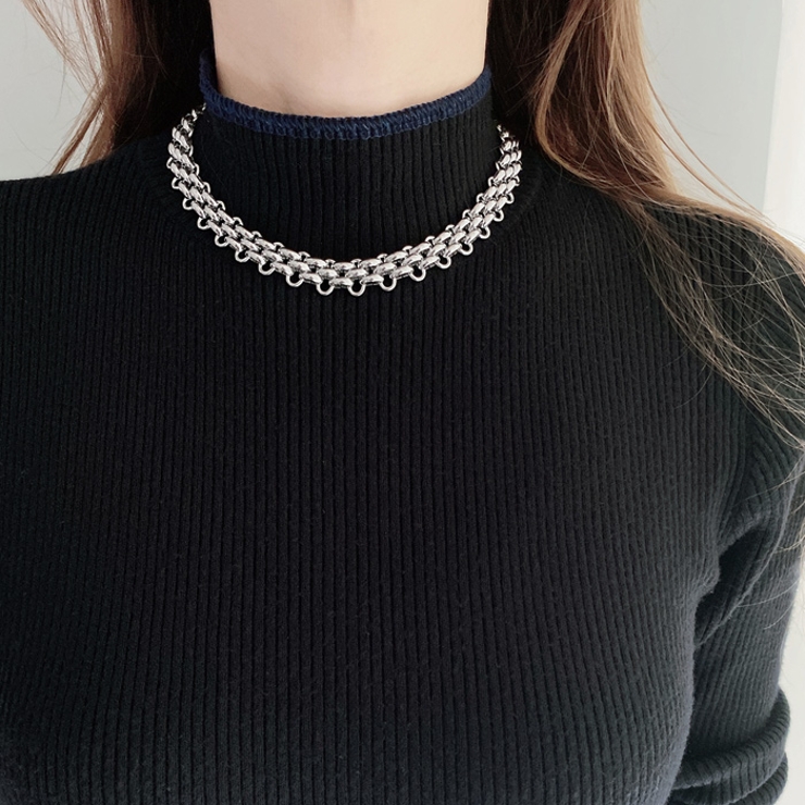 マンテル多重チェーンステンレスネックレス つけっぱなし チョーカー | FACION | 詳細画像8 