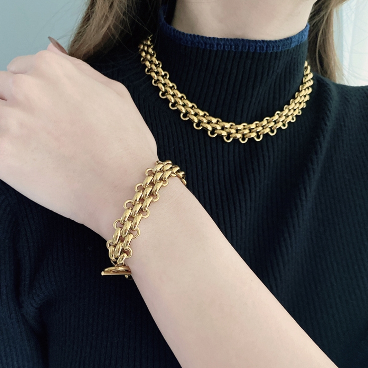 マンテル多重チェーンステンレスブレスレット 太め サージカルステンレス | FACION | 詳細画像9 