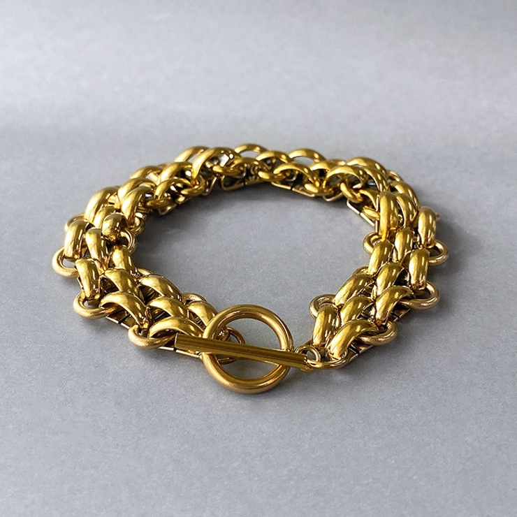 ゴールド | マンテル多重チェーンステンレスブレスレット 太め サージカルステンレス | FACION