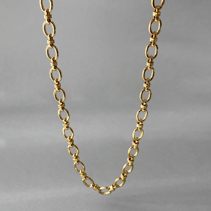 ゴールド | ノットオーバルチェーンステンレスネックレス つけっぱなし サージカルステンレス | FACION