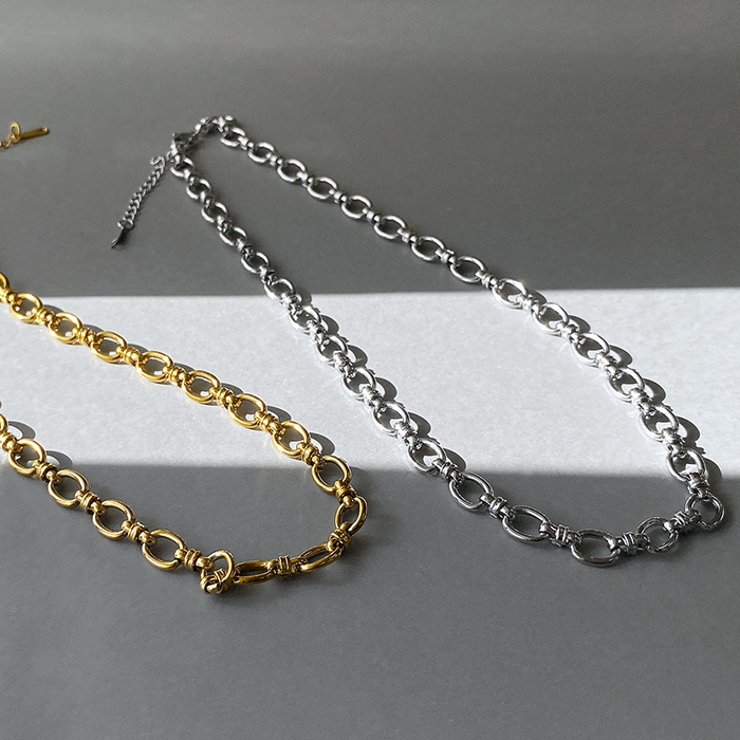 ノットオーバルチェーンステンレスネックレス つけっぱなし サージカルステンレス | FACION | 詳細画像2 