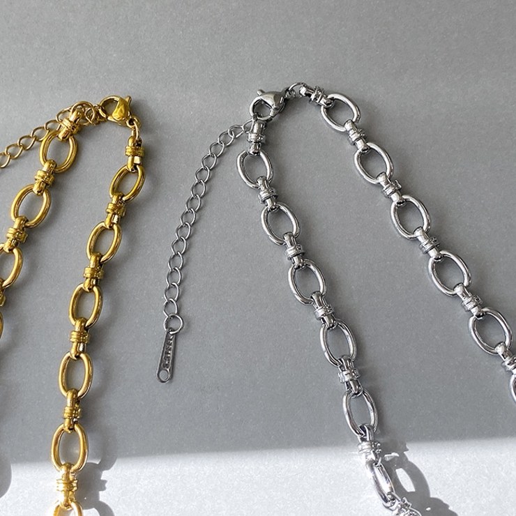 ノットオーバルチェーンステンレスネックレス つけっぱなし サージカルステンレス | FACION | 詳細画像4 