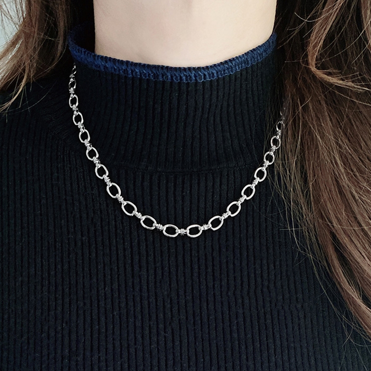 ノットオーバルチェーンステンレスネックレス つけっぱなし サージカルステンレス | FACION | 詳細画像10 