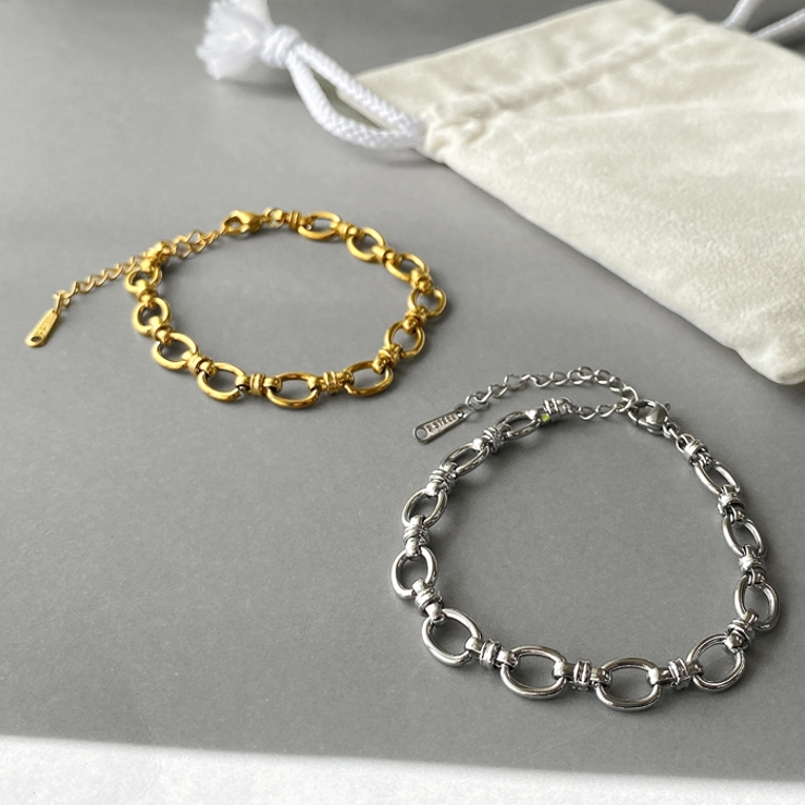 ノットオーバルチェーンステンレスブレスレット つけっぱなし レディース | FACION | 詳細画像2 