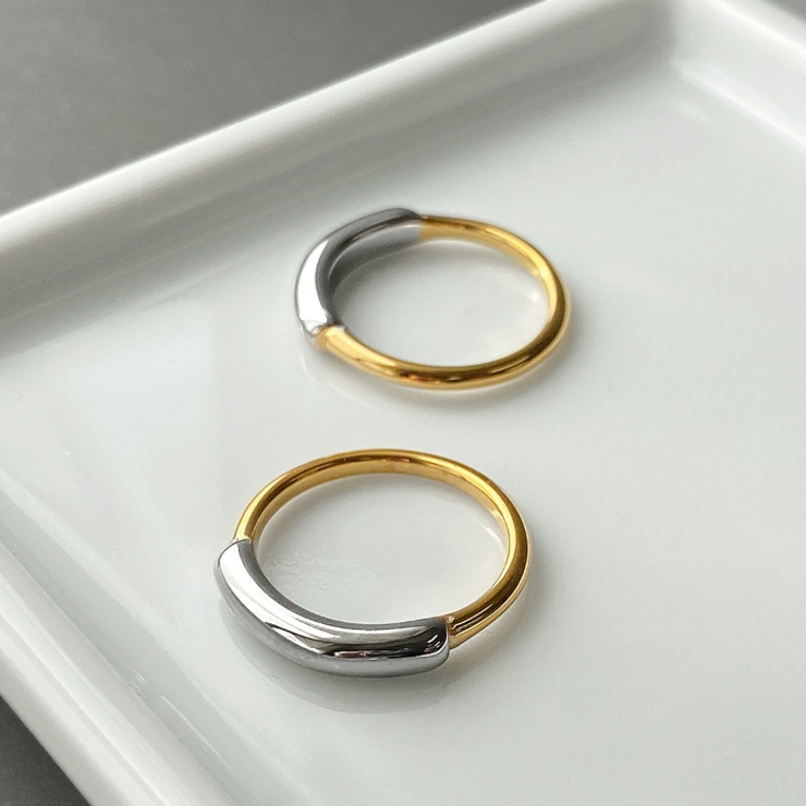 バイカラープランプステンレスリング 指輪 コンビカラー | FACION | 詳細画像6 