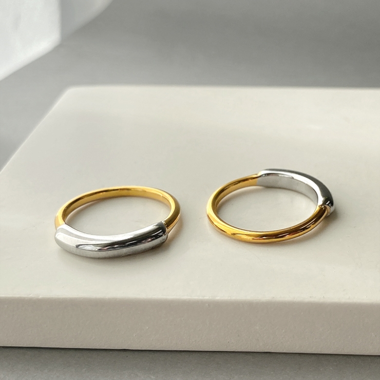 バイカラープランプステンレスリング 指輪 コンビカラー | FACION | 詳細画像3 