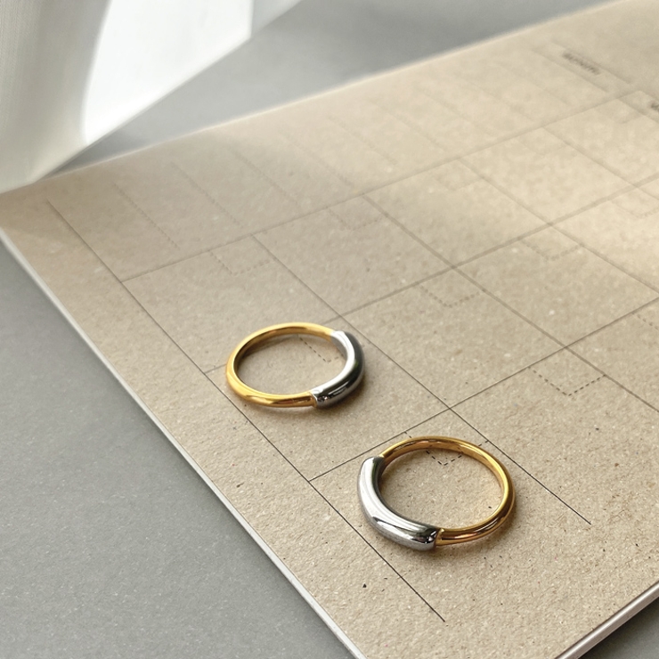 バイカラープランプステンレスリング 指輪 コンビカラー | FACION | 詳細画像4 