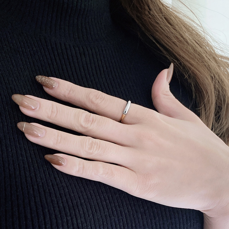 バイカラープランプステンレスリング 指輪 コンビカラー | FACION | 詳細画像7 