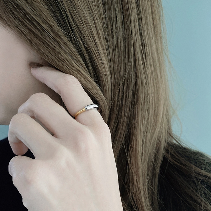 バイカラープランプステンレスリング 指輪 コンビカラー | FACION | 詳細画像9 