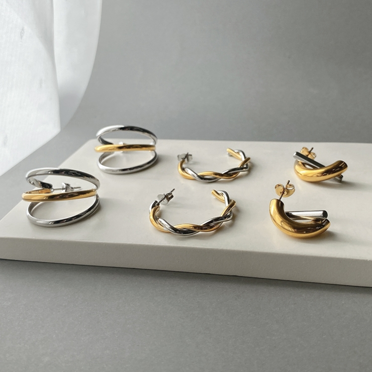 バイカラーステンレスフープピアス 金属アレルギー 対応 | FACION | 詳細画像4 