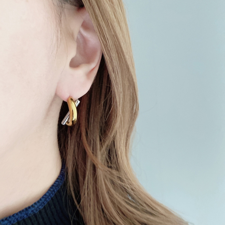 バイカラーステンレスフープピアス 金属アレルギー 対応 | FACION | 詳細画像6 