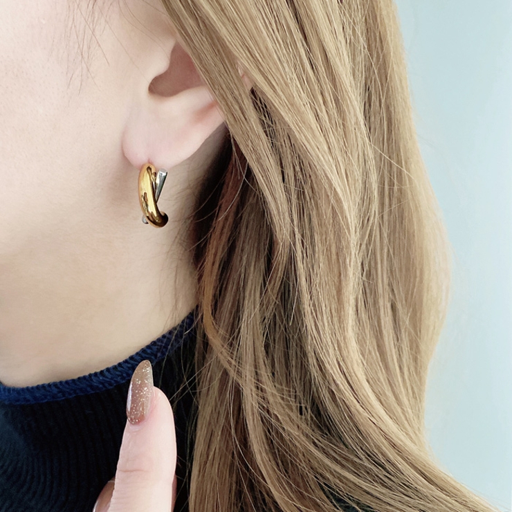 バイカラーステンレスフープピアス 金属アレルギー 対応 | FACION | 詳細画像7 