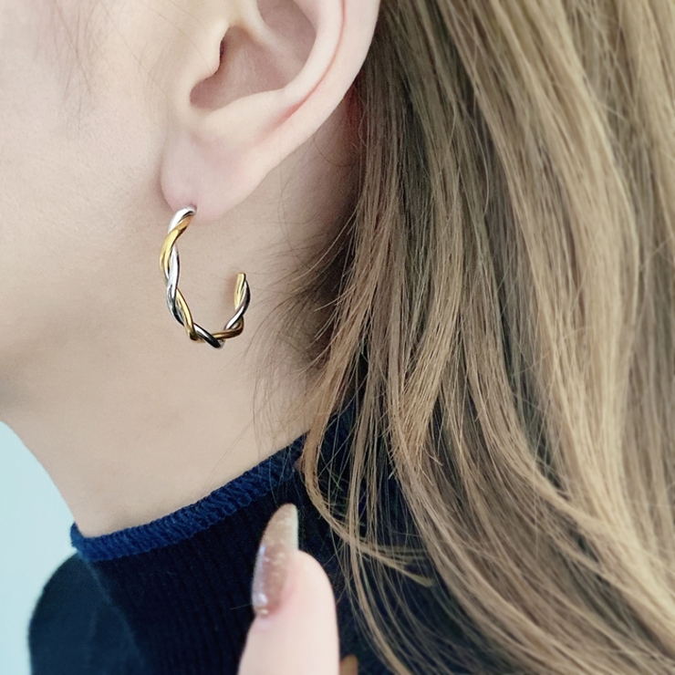 バイカラーステンレスフープピアス 金属アレルギー 対応 | FACION | 詳細画像9 