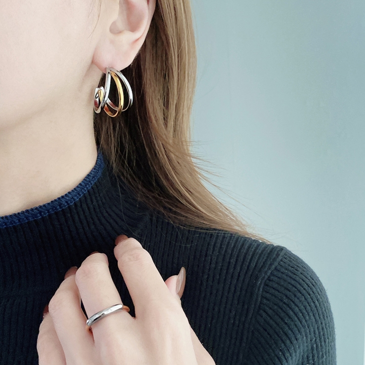 バイカラーステンレスフープピアス 金属アレルギー 対応 | FACION | 詳細画像10 
