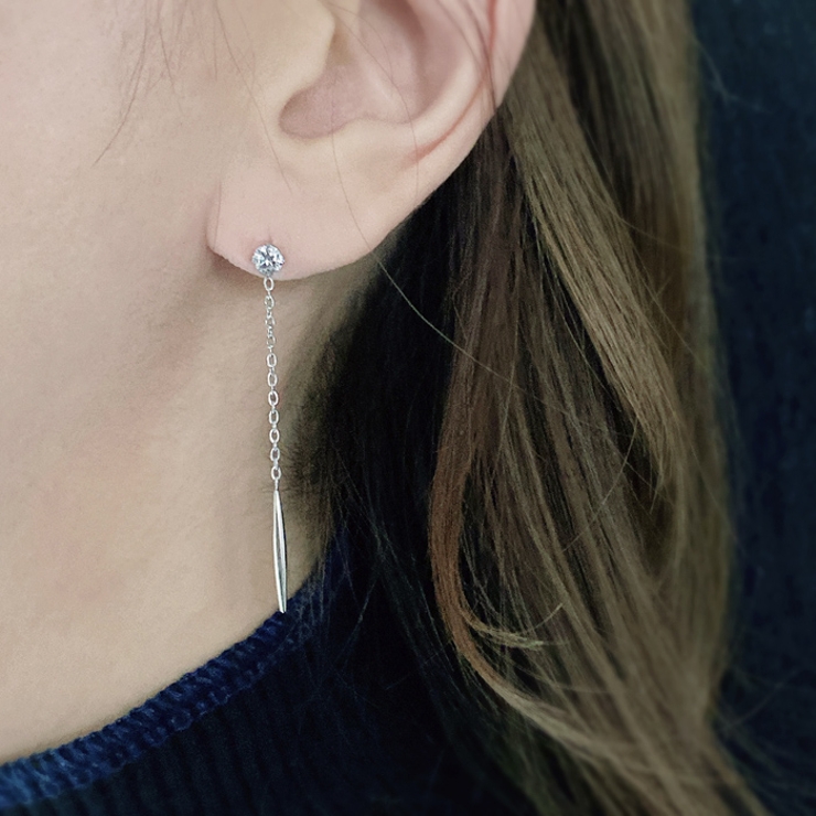 キュービックジルコニアロングチェーンステンレスピアス 金属アレルギー 対応 | FACION | 詳細画像6 