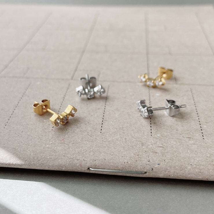 3PCSジルコニアミニカーブステンレスピアス 金属アレルギー対応 サージカルステ… | FACION | 詳細画像3 