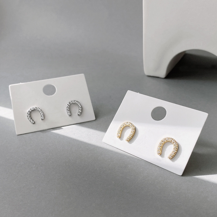 馬蹄ホースシューCZステンレスピアス 馬 アレルギー対応 | FACION | 詳細画像2 