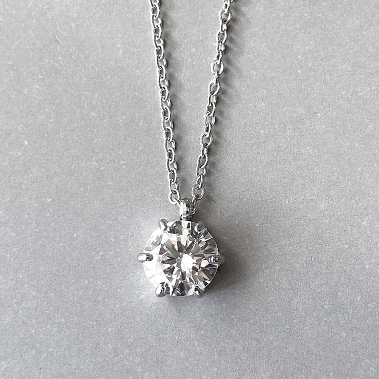 シルバー | 大粒8 0mmキュービックジルコニアステンレスネックレス レディース | FACION