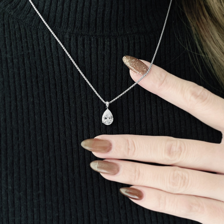 大粒ドロップキュービックジルコニアステンレスネックレス レディース つけっぱなし | FACION | 詳細画像8 