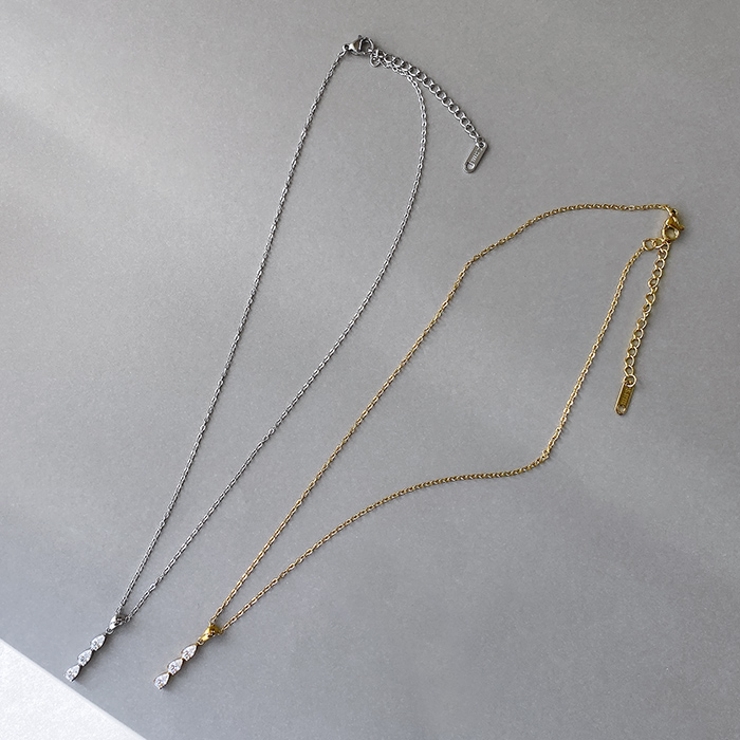 ドロップCZトリロジーステンレスネックレス 金属アレルギー つけっぱなし | FACION | 詳細画像3 