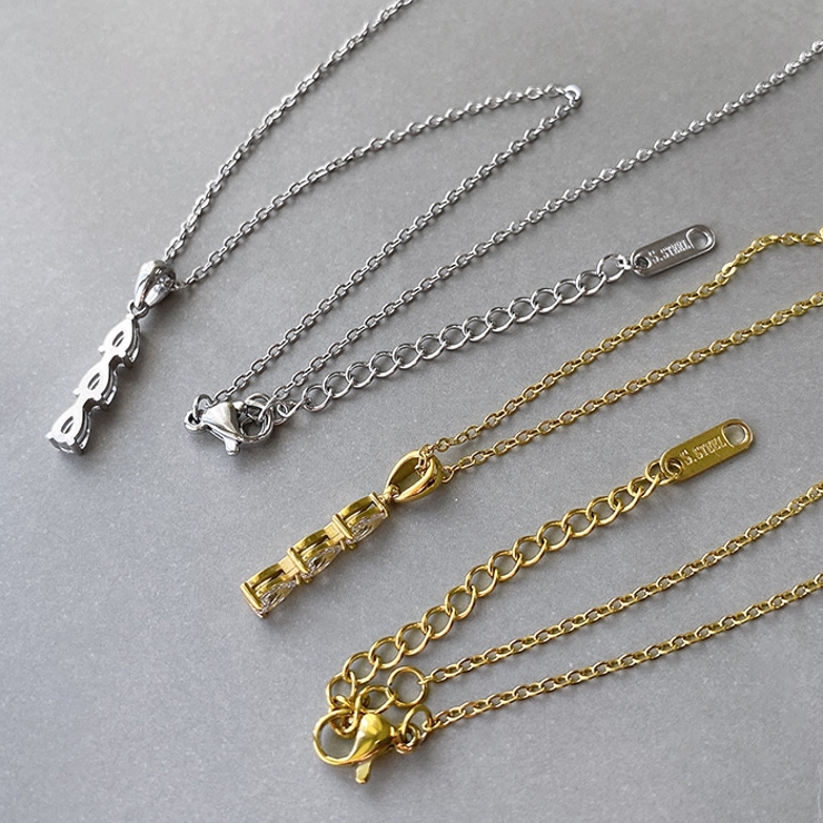 ドロップCZトリロジーステンレスネックレス 金属アレルギー つけっぱなし | FACION | 詳細画像4 