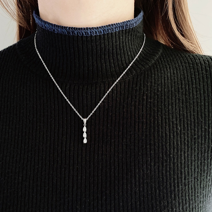 ドロップCZトリロジーステンレスネックレス 金属アレルギー つけっぱなし | FACION | 詳細画像6 