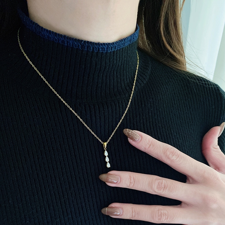 ドロップCZトリロジーステンレスネックレス 金属アレルギー つけっぱなし | FACION | 詳細画像8 