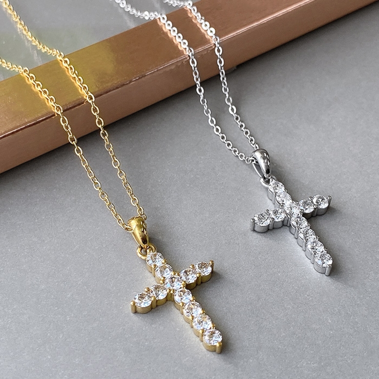 ジルコニアクロスモデルステンレスネックレス 金属アレルギー対応 つけっぱなし | FACION | 詳細画像5 