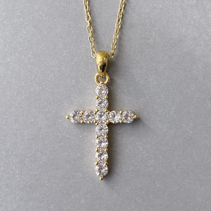 ゴールド | ジルコニアクロスモデルステンレスネックレス 金属アレルギー対応 つけっぱなし | FACION