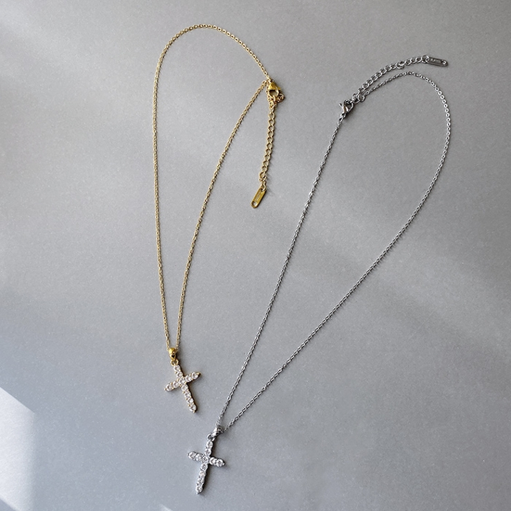 ジルコニアクロスモデルステンレスネックレス 金属アレルギー対応 つけっぱなし | FACION | 詳細画像2 