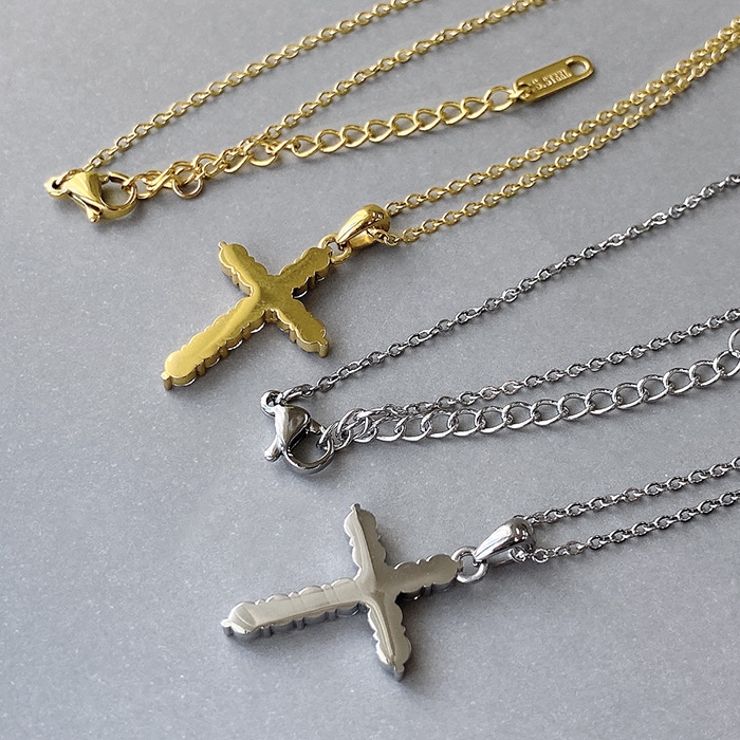 ジルコニアクロスモデルステンレスネックレス 金属アレルギー対応 つけっぱなし | FACION | 詳細画像3 