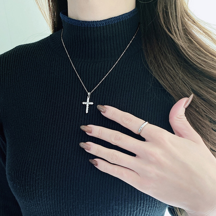 ジルコニアクロスモデルステンレスネックレス 金属アレルギー対応 つけっぱなし | FACION | 詳細画像7 