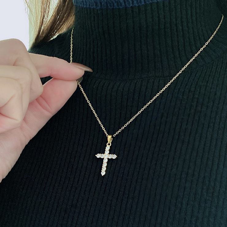ジルコニアクロスモデルステンレスネックレス 金属アレルギー対応 つけっぱなし | FACION | 詳細画像9 
