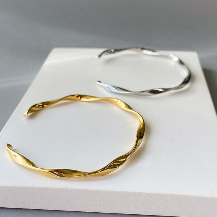 スリムウェーブステンレスブレスレット バングル アレルギー対応 | FACION | 詳細画像2 