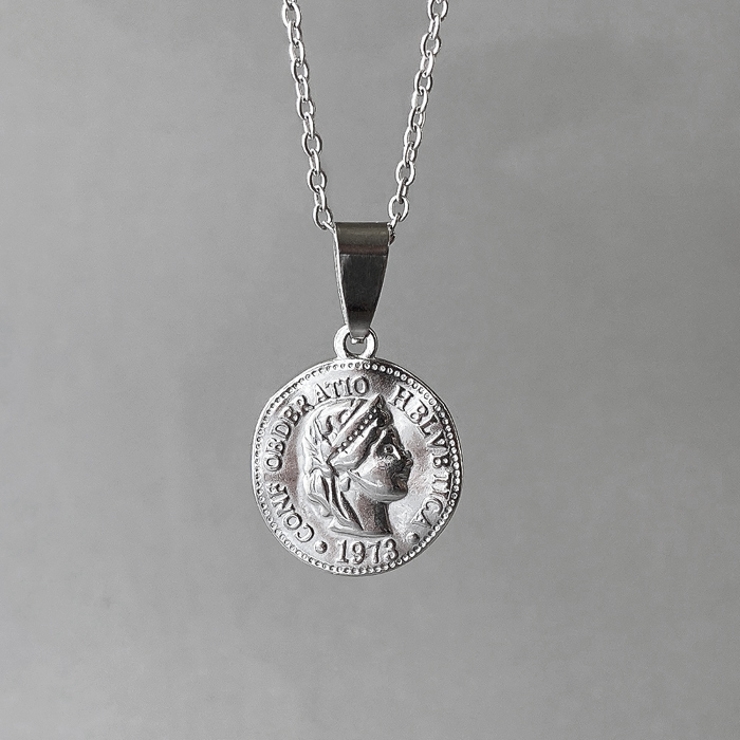 シルバー | ニュアンス英国コインステンレスネックレス 金属アレルギー アレルギー対応 | FACION