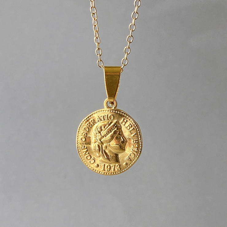 ゴールド | ニュアンス英国コインステンレスネックレス 金属アレルギー アレルギー対応 | FACION