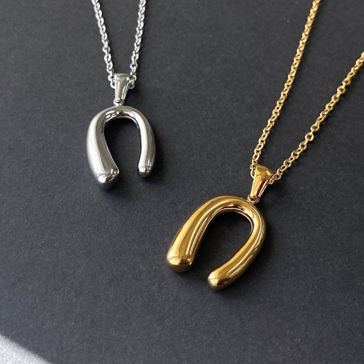 ニュアンス馬蹄ホースシューステンレスネックレス 金属アレルギー つけっぱなし | FACION | 詳細画像1 