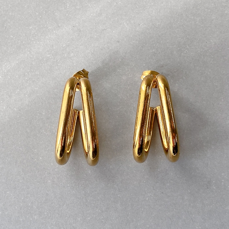 ゴールド | ダブルU形フープステンレスピアス レディース アレルギー対応 | FACION