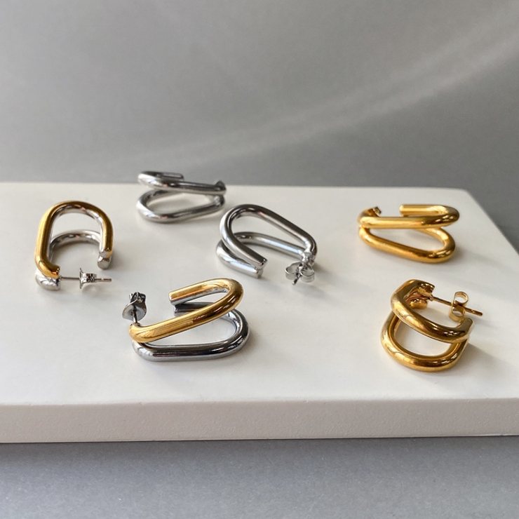 ダブルU形フープステンレスピアス レディース アレルギー対応 | FACION | 詳細画像2 
