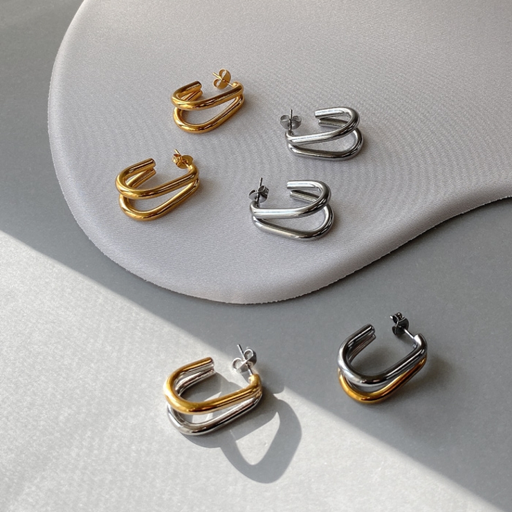 ダブルU形フープステンレスピアス レディース アレルギー対応 | FACION | 詳細画像3 
